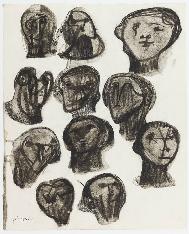 Ideas for Sculpture: Heads (1958), Henry Moore.