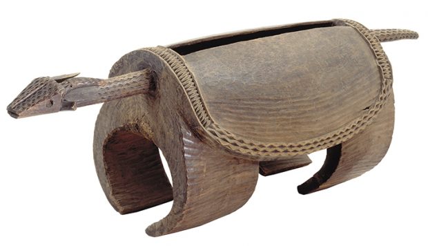 Zoomorphic slit drum (before 1894), Democratic Republic of Congo. Africa Museum, Tervuren,photo: Jo Van de Vyner; © RMCA Tervuren