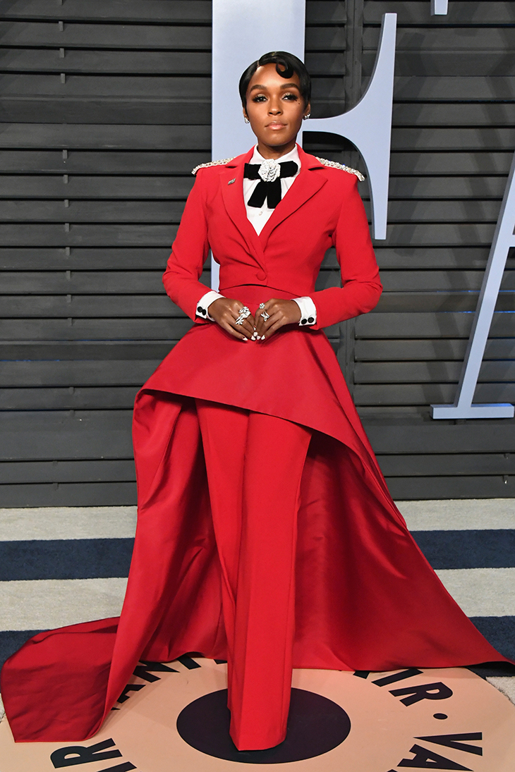 Janelle Monae in Christian Siriano at the 2018 Vanity Fair Oscar Party.