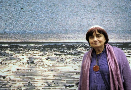 Agnes Varda in front of 'La Grand Mer', one of her works on display at the Vitry-sur-Seine museum outside Paris, in 2010, photo: © MIGUEL MEDINA/AFP/Getty Images