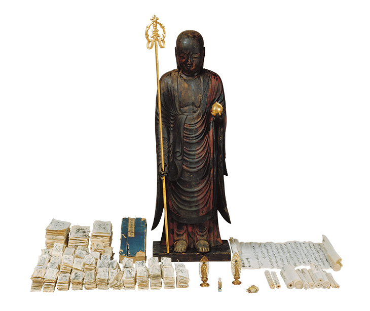 Bodhisattva Jizo with votive offerings (1249) Koen.