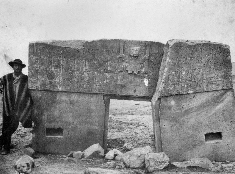 The geologist Alphons Stübel at the Gateway of the Sun, Tiwanaku in modern-day Bolivia (photo: Georges B. Von Grumbkow, 1877)
