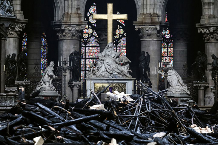 Nicolas Coustou’s Pietà on the altar inside the Notre-Dame de Paris, photographed on 16 April 2019.