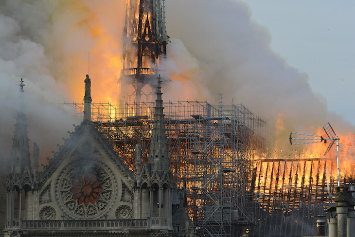 Notre-Dame Cathedral on fire, 15 April 2019.