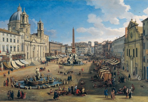 Piazza Navona (detail; 1699), Caspar van Wittel. Carmen Thyssen-Bornemisza Collection, on loan to the Museo Nacional Thyssen-Bornemisza, Madrid