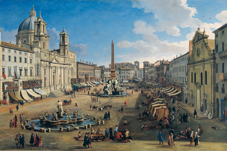 Piazza Navona (detail; 1699), Caspar van Wittel. Carmen Thyssen-Bornemisza Collection, on loan to the Museo Nacional Thyssen-Bornemisza, Madrid