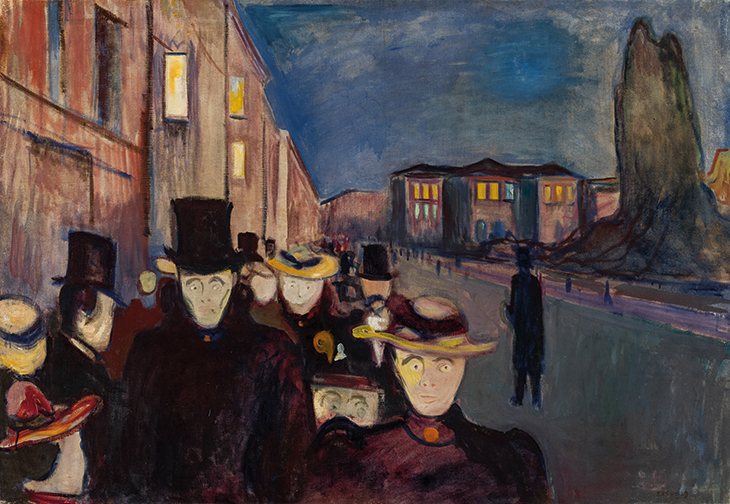 Evening on Karl Johan (1892–94), Edvard Munch. Bergen Kunstmuseum
