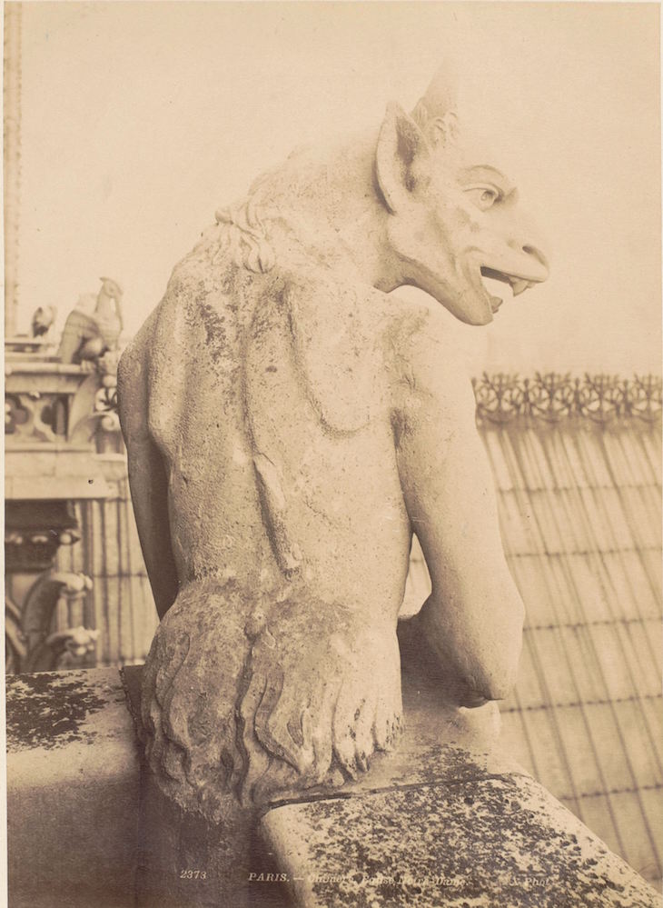 Sculpture of a gargoyle at Notre-Dame in Paris (c. 1875–1900), anonymous.