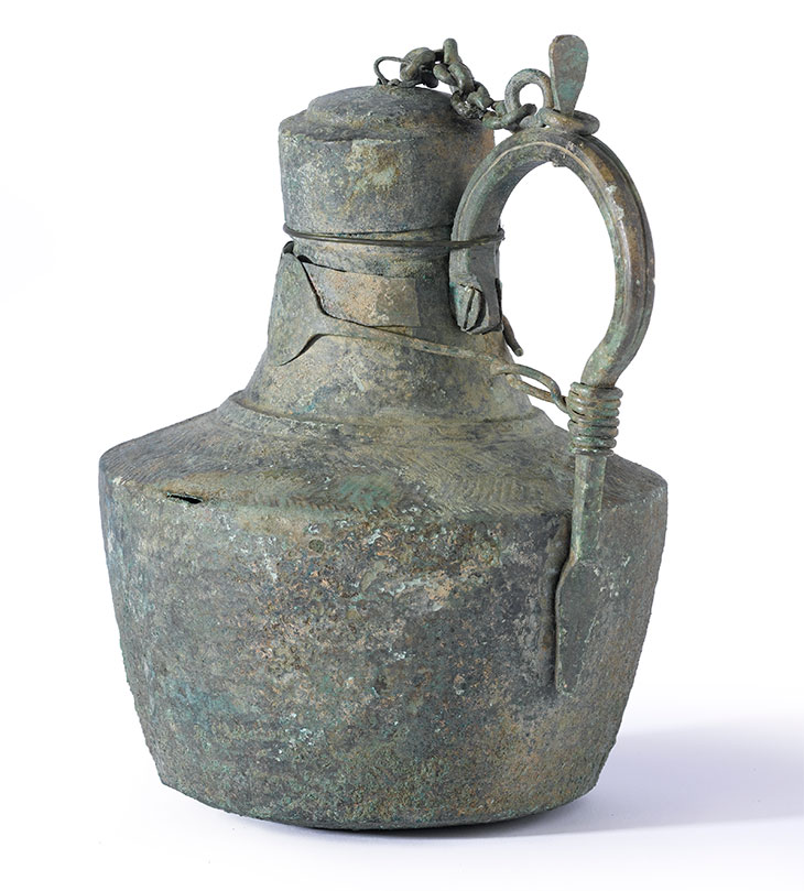 Copper alloy flagon made in the eastern Mediterranean, probably Syria.