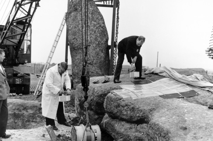 Archaeological excavations at Stonehenge in 1958.