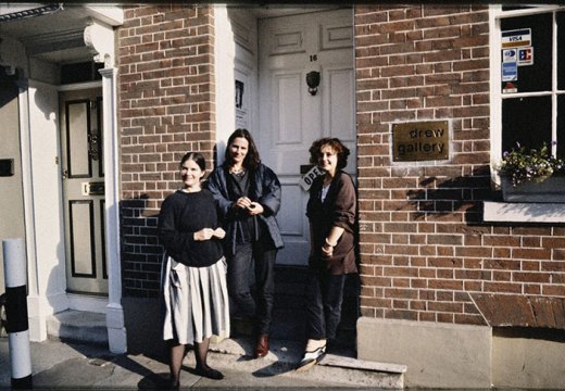 Sandra Drew, Maryrose Sinn and Caroline Douglas outside Drew Gallery, 1986