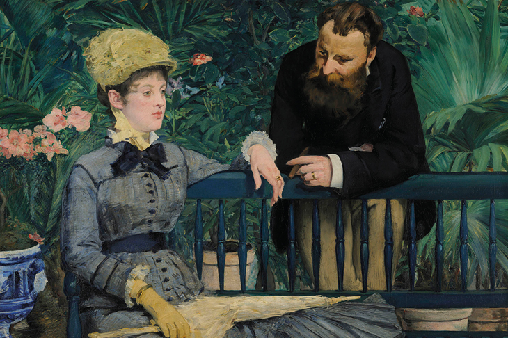 In the Conservatory (detail; c. 1877–79), Édouard Manet.