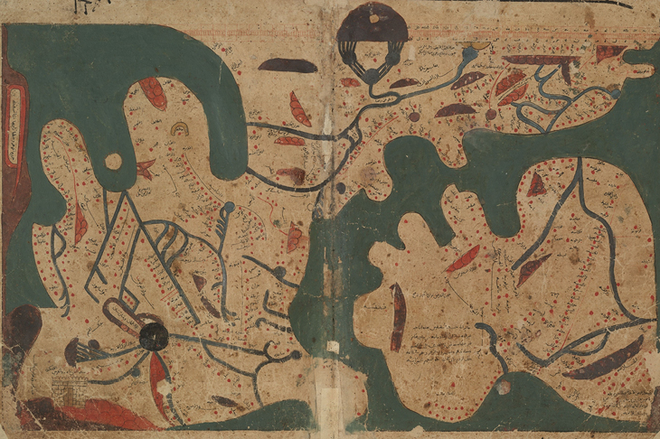 Map of the world from 'The Book of Curiosities' (MS Arab c. 90), copy from c. 1200, Egypt, Bodleian Library, University of Oxford