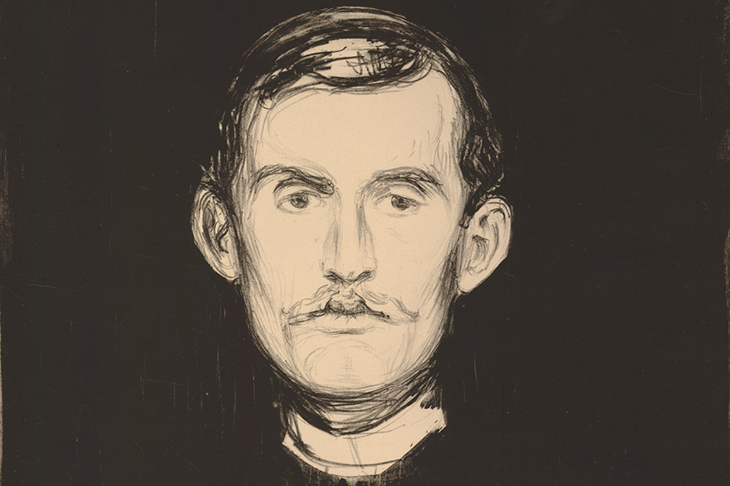 Self Portrait with Skeleton Arm (detail; 1895), Edvard Munch.