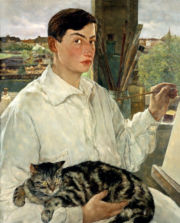Self-Portrait with a Cat, (1928), Lotte Laserstein. New Walk Museum and Art Gallery, Leicester, © VG Bild-Kunst, Bonn 2019