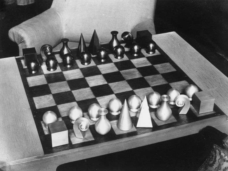 Chess set c. 1930 designed by Man Ray. Photo: General Photographic Agency/Getty Images