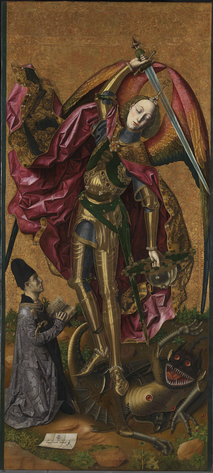 Saint Michael triumphant over the Devil with the Donor Antoni Joan (1468), Bartolomé Bermejo.
