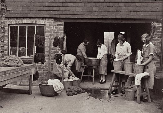 Ethel Mairet's workgirls and apprentices at her ‘Gospels’ workshop, Ditchling, in the 1930s.