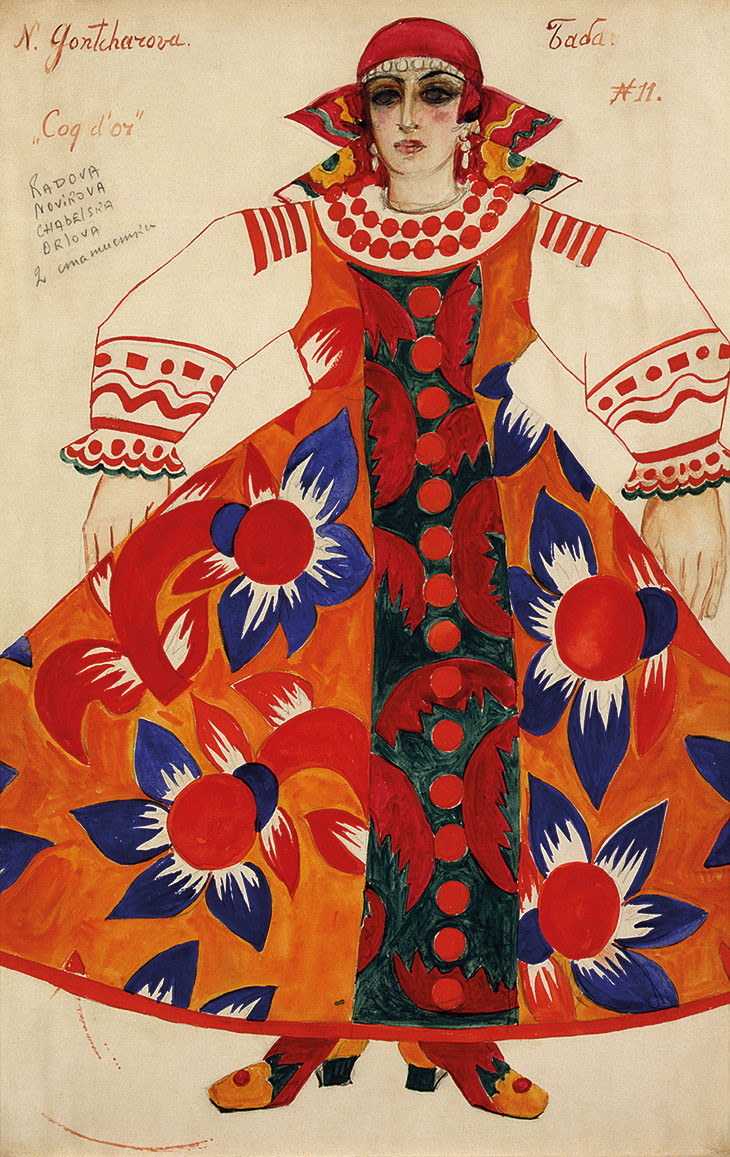 Peasant Woman costume design for Le Coq d’Or (1937), Natalia Goncharova. State Tretyakov Gallery, Moscow.