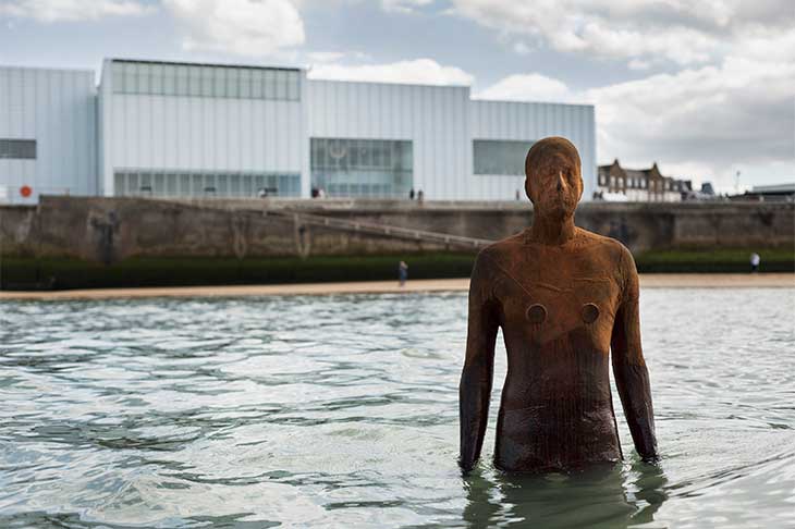 Installation view of ANOTHER TIME by Antony Gormley at Turner Contemporary, Margate, 2017.