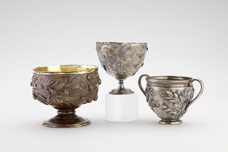 Gilded silver cups decorated with repoussé olive, vine and myrtle sprays (50 BC–AD 150)