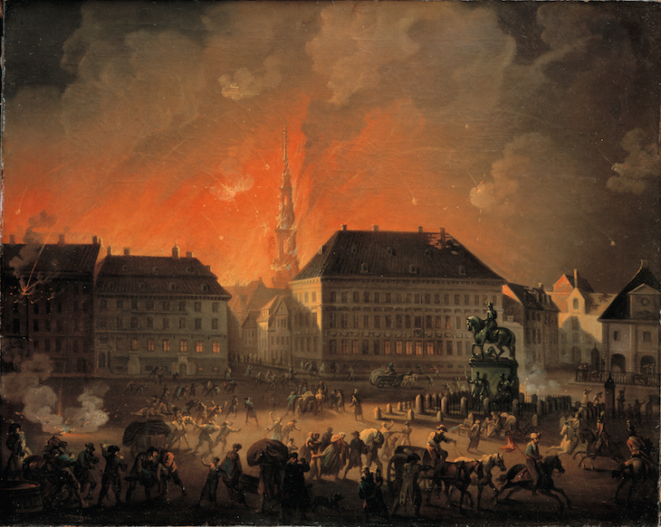 The Most Terrible Night. View of Kongens Nytorv in Copenhagen During the English Bombardment of Copenhagen