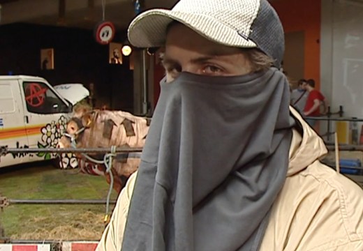 Footage of a man claiming to be Banksy from a news report in 2003; © ITN