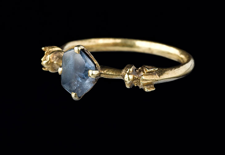 Sapphire ring, from the Colmar Treasure (second quarter 14th century).
