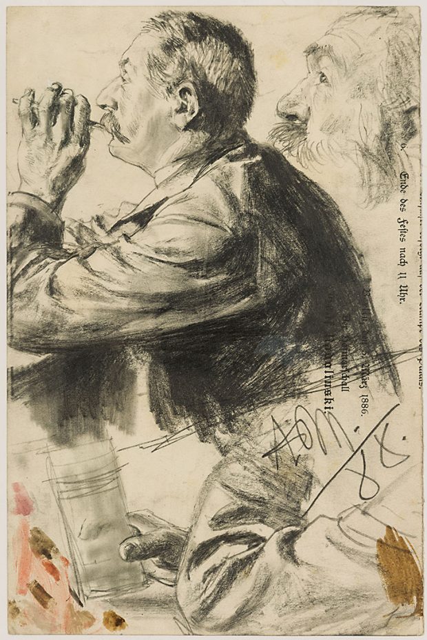 Studies of a Man Smoking, in Profile (1878), Adolph Menzel, courtesy Stephen Ongpin Fine Art