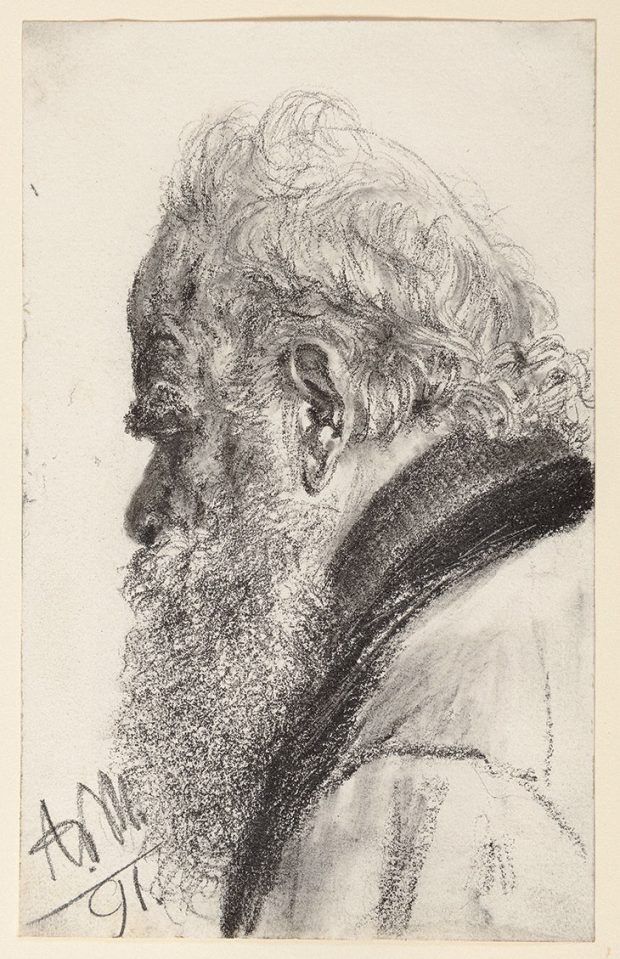 A Bearded Man Looking Down to the Left (1891), Adolph Menzel, courtesy Stephen Ongpin Fine Art