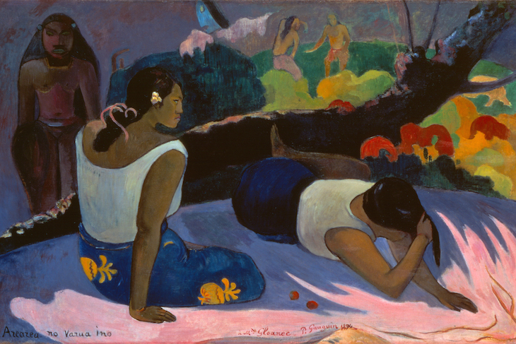 Reclining Tahitian Women, or The Amusement of the Evil Spirit (Arearea no varua ino) (1894), Paul Gauguin.