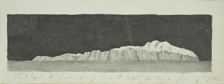 One of a series of 14 recognition sketches of the coast of Spitsbergen, made during whaling voyages (1814–15).