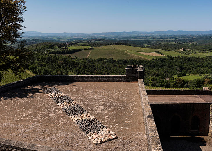 Richard Long’s work installed at Castello di Brolio.