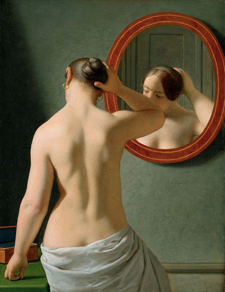 Woman Standing in Front of a Mirror (1841), Christoffer Wilhelm Eckersberg.