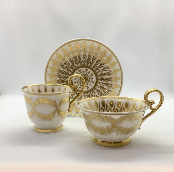 Trio from the Wylde Service (c. 1817–20), Nantgarw China Works.