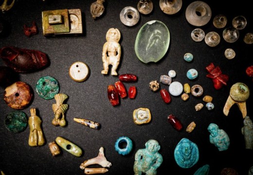 Some of the figurines and gems recently excavated in the House of the Garden at Pompeii.