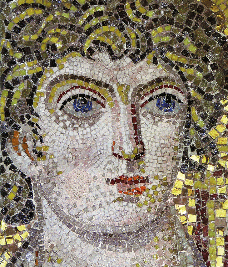 Detail showing the face of the martyr Onesiphoros in the Rotunda, Thessaloniki.