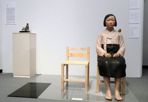 Installation view of Kim Seo-kyung and Kim Eun-sung’s Statue of a Girl of Peace (2011) at the Aichi Triennale 2019 in Nagoya.