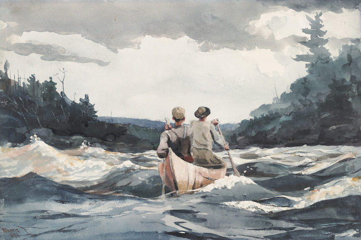 Canoe in Rapids (1897), Winslow Homer.