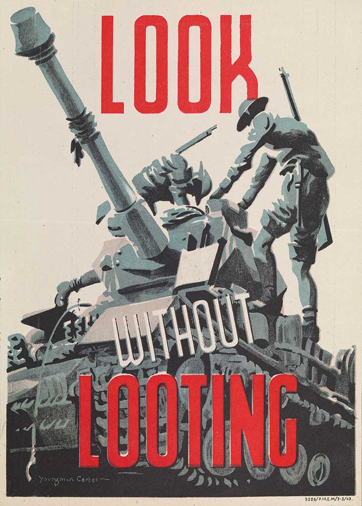 Look without Looting (1943), poster designed by Philip Youngman Carter for the British Army. Imperial War Museum, London