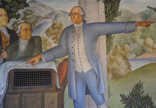 Detail from Victor Arnautoff’s The Life of Washington mural at George Washington High School in San Francisco.