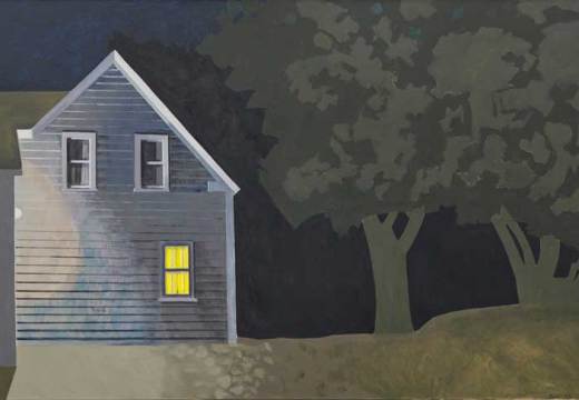 Night House with Lit Window (2012), Lois Dodd.