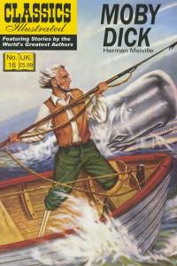 The cover of the 1951 Classics Illustrated edition of Moby-Dick (modern reprint).