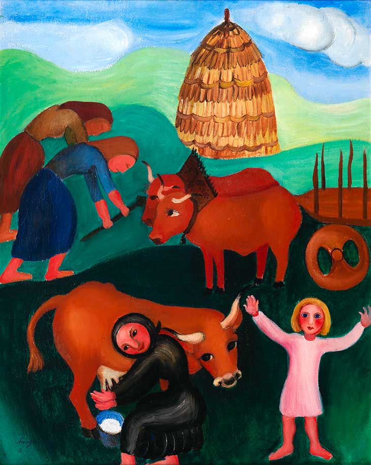 Peasant Girls and Oxen (1937), Sarah Affonso.