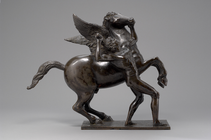 Bellerophon Taming Pegasus (c. 1480–82), designed by Bertoldo di Giovanni, executed by Adriano Fiorentino.