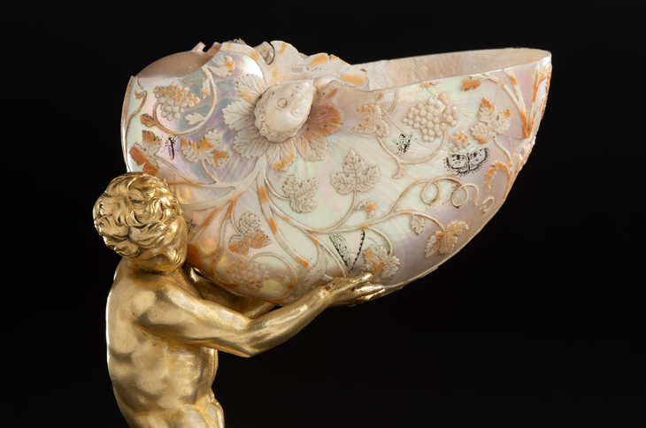 Triton with a nautilus shell (shell: c. 1700; triton and base: c. 1810–30), Cornelius Bellekin.