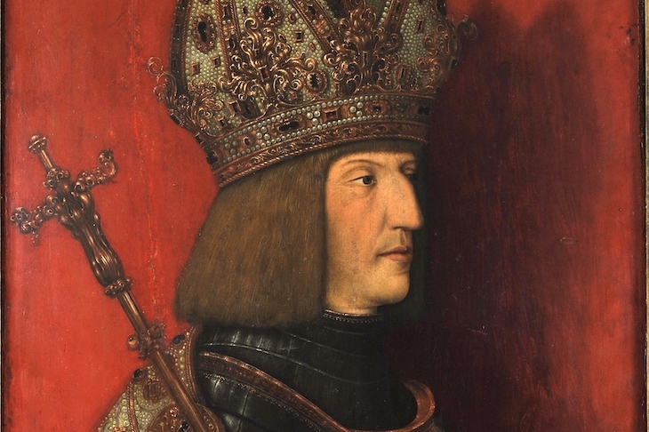 Maximilian I in Imperial Regalia (detail; after 1508), Bernhard Stringel.