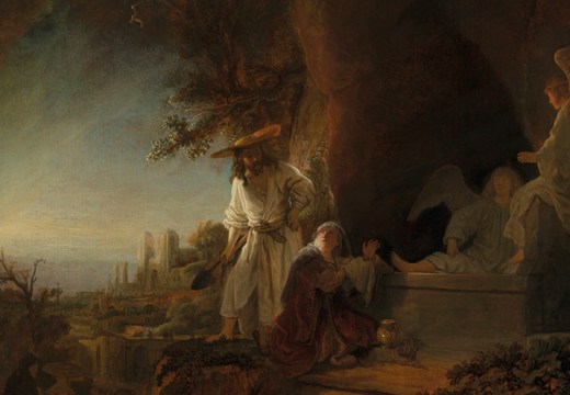 Christ and St Mary Magdalen at the Tomb (detail; 1636), Rembrandt van Rijn.