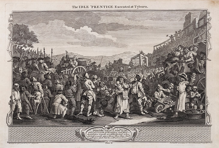Industry and Idleness, 11: The Idle ’Prentice Executed at Tyburn (1747), William Hogarth.