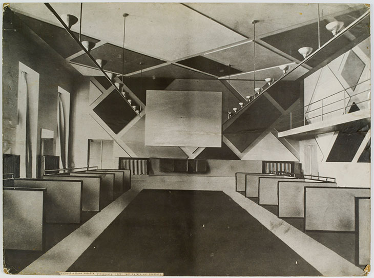 The Ciné-bal (cinema-ballroom) at Café L’Aubette, Strasbourg (1926–28), designed by Theo van Doesburg.